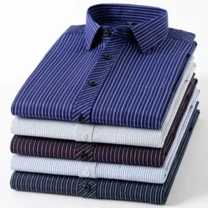 Long Sleeve Branded Cotton Shirts for Men Striped Shirt Male Shirt Business Casual Blue Red Gray Orange New Regular Fit DURIKIES